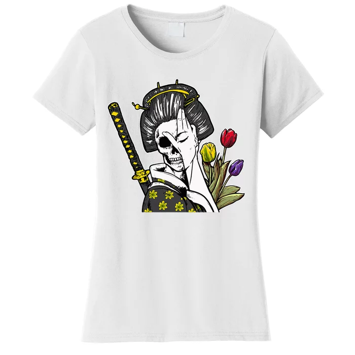 Japanese Skeleton Samurai Geisha Women's T-Shirt