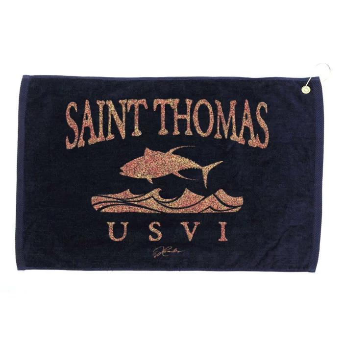 Jcombs: Saint Thomas Usvi Yellowfin Tuna Over Waves Gift Grommeted Golf Towel