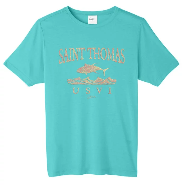 Jcombs: Saint Thomas Usvi Yellowfin Tuna Over Waves Gift ChromaSoft Performance T-Shirt