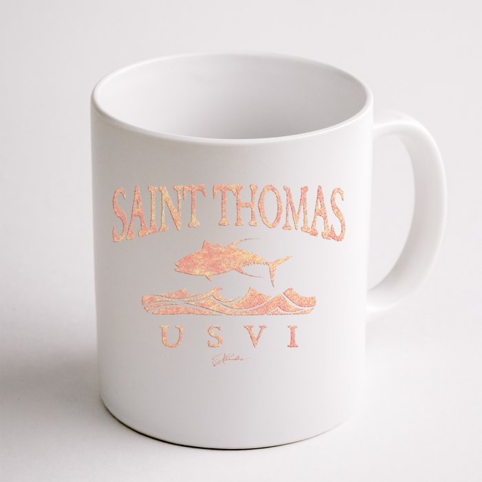 Jcombs: Saint Thomas Usvi Yellowfin Tuna Over Waves Gift Front & Back Coffee Mug