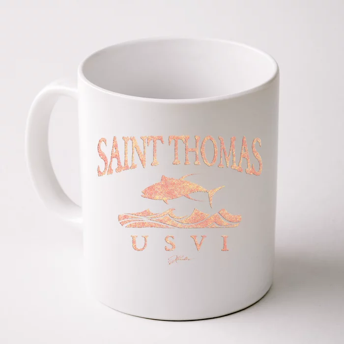 Jcombs: Saint Thomas Usvi Yellowfin Tuna Over Waves Gift Front & Back Coffee Mug