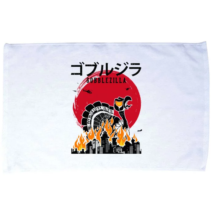 Japanese Style Turkey Day Thanksgiving Gobblezilla Microfiber Hand Towel