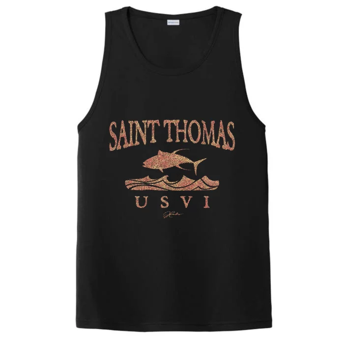 Jcombs: Saint Thomas Usvi Yellowfin Tuna Over Waves Gift Performance Tank