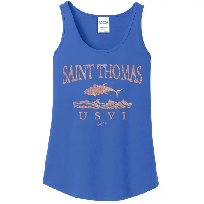 Jcombs: Saint Thomas Usvi Yellowfin Tuna Over Waves Gift Ladies Essential Tank