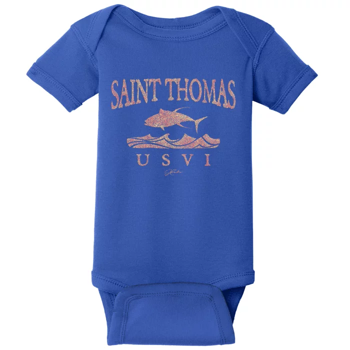 Jcombs: Saint Thomas Usvi Yellowfin Tuna Over Waves Gift Baby Bodysuit