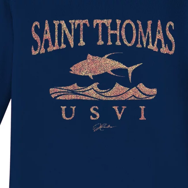 Jcombs: Saint Thomas Usvi Yellowfin Tuna Over Waves Gift Baby Long Sleeve Bodysuit