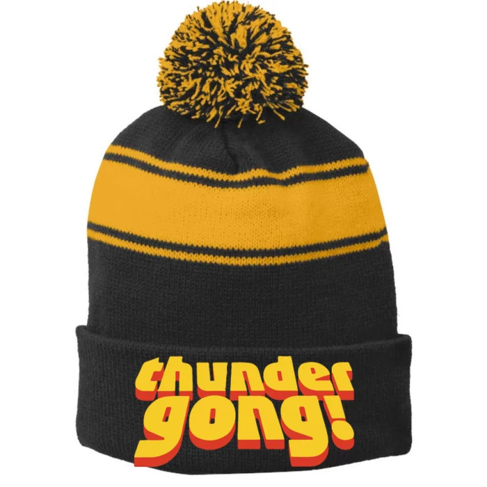 Jason Sudeikis Thunder Gong Stripe Pom Pom Beanie