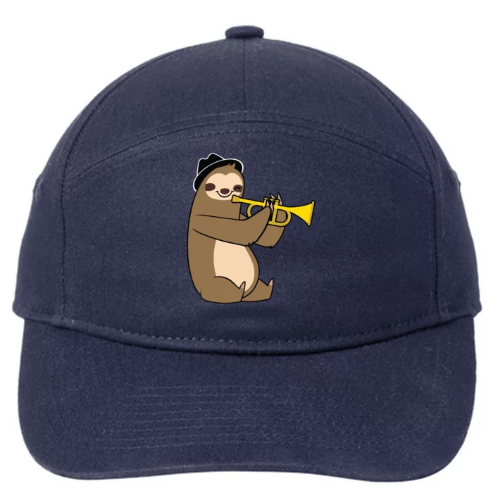 Jazz Sloth Trumpet Funny Musician Cute Animal Playing 7-Panel Snapback Hat