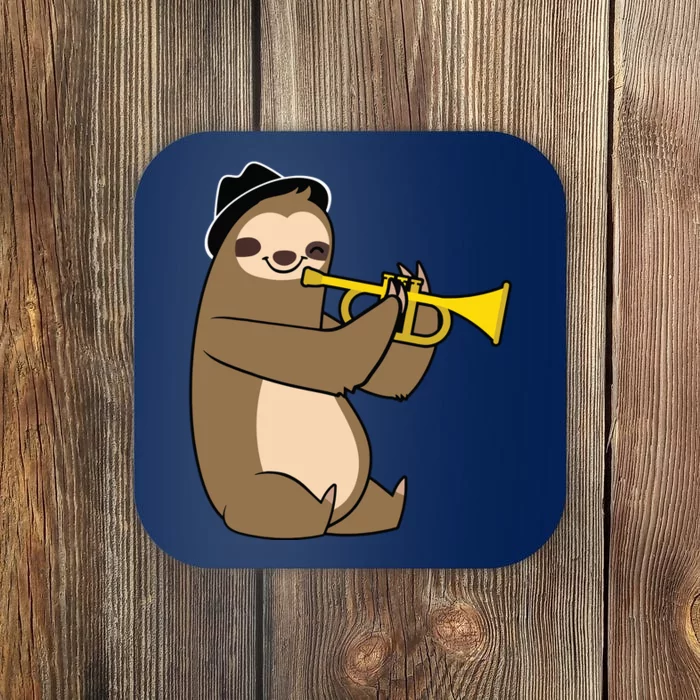 Jazz Sloth Trumpet Funny Musician Cute Animal Playing Coaster