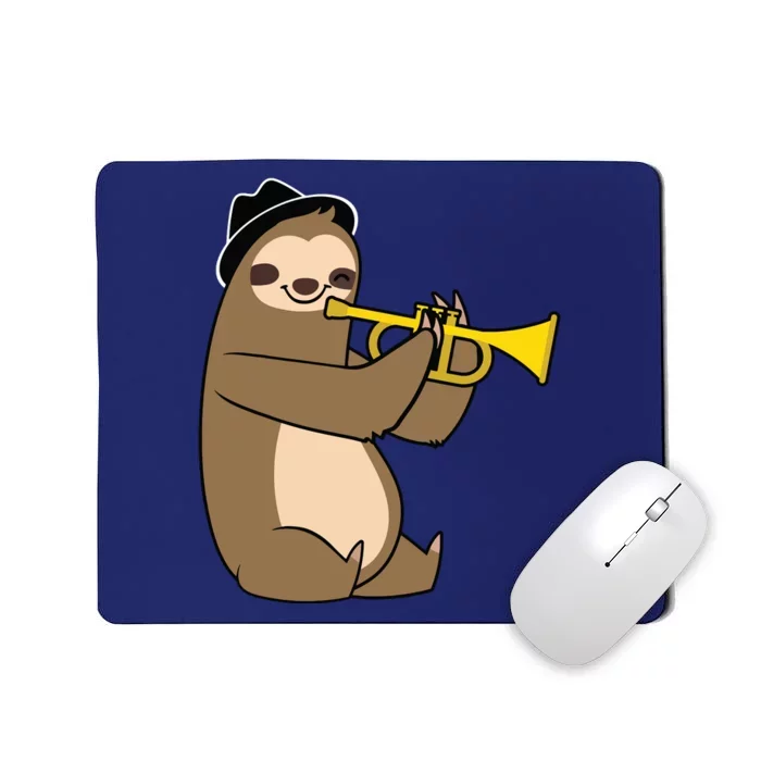 Jazz Sloth Trumpet Funny Musician Cute Animal Playing Mousepad