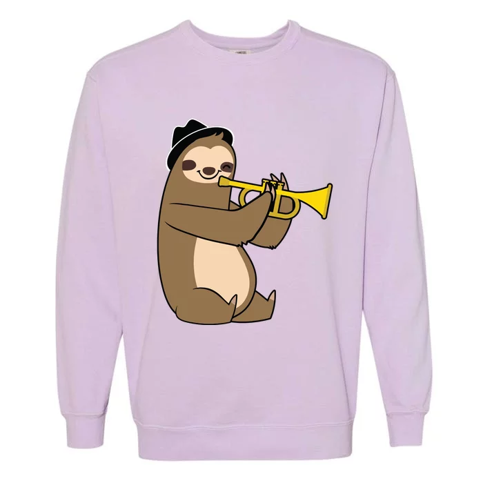 Jazz Sloth Trumpet Funny Musician Cute Animal Playing Garment-Dyed Sweatshirt