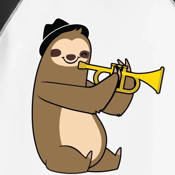 Jazz Sloth Trumpet Funny Musician Cute Animal Playing Toddler Fine Jersey T-Shirt