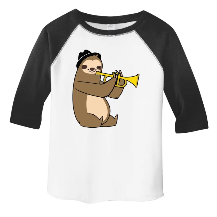 Jazz Sloth Trumpet Funny Musician Cute Animal Playing Toddler Fine Jersey T-Shirt