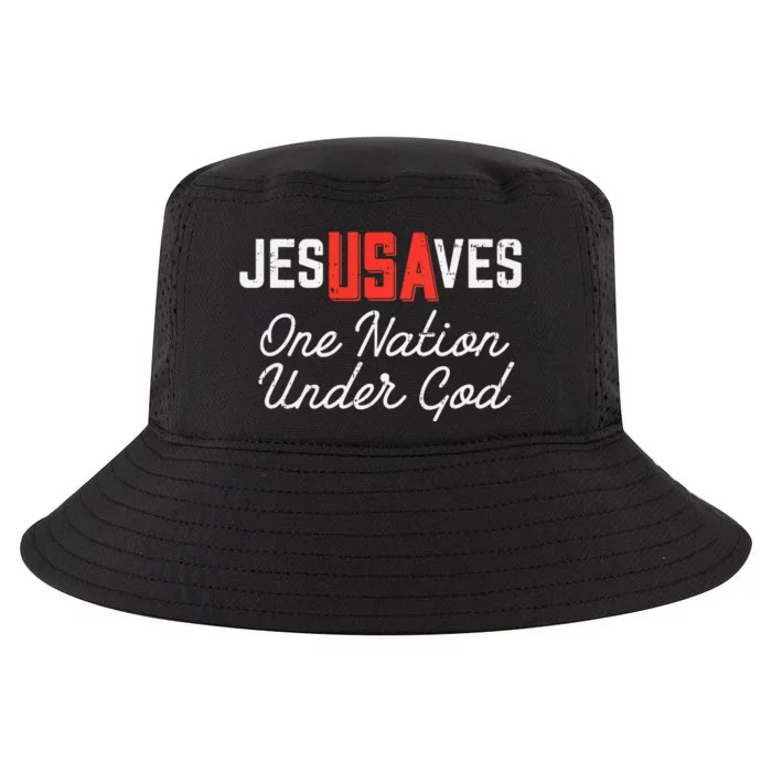 Jesus Saves Usa One Nation Under God Jesus Christian Gift Cool Comfort Performance Bucket Hat