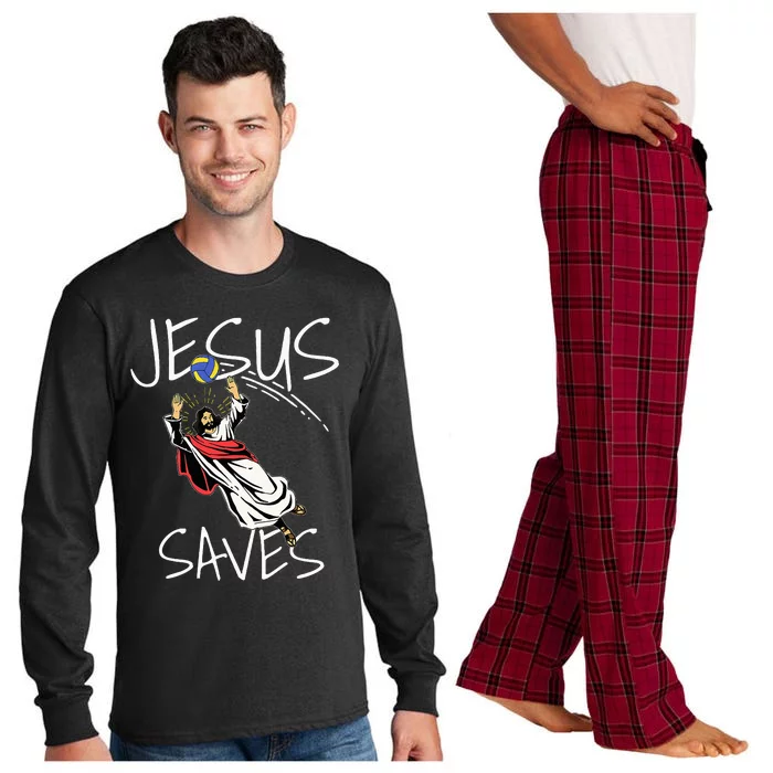 Jesus Saves Volleyball Gift Volleyball Team Long Sleeve Pajama Set