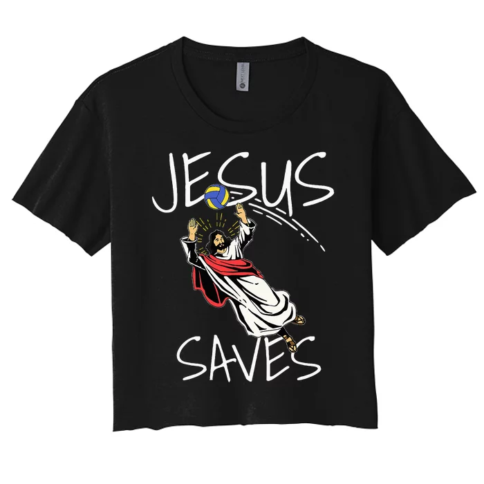 Jesus Saves Volleyball Gift Volleyball Team Women's Crop Top Tee