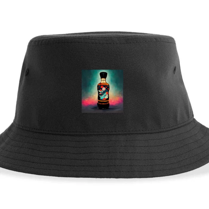 Japanese Sakura Whiskey Bottle Sustainable Bucket Hat