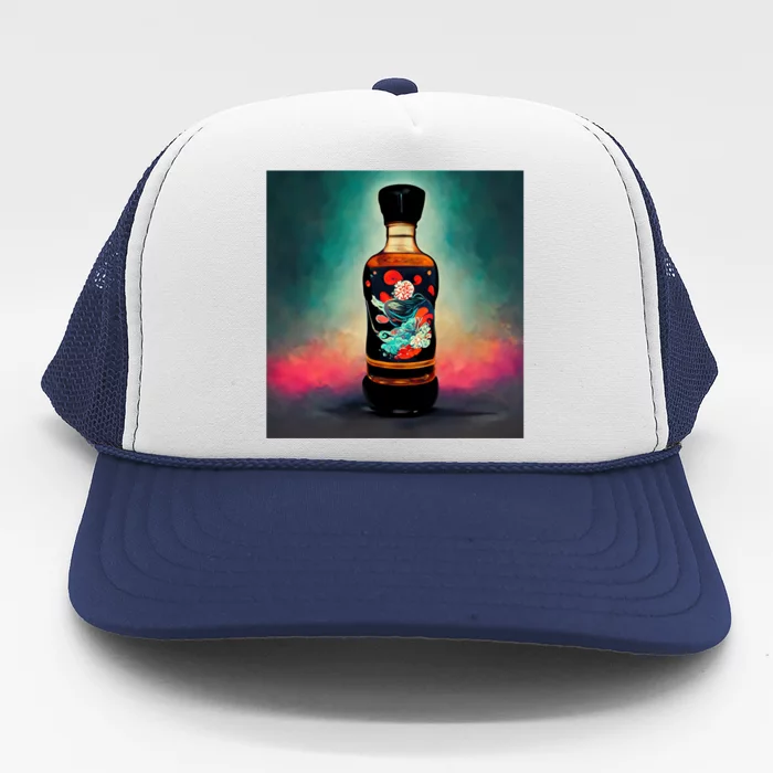 Japanese Sakura Whiskey Bottle Trucker Hat