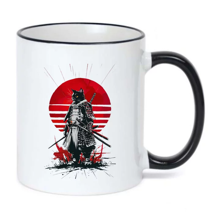 Japanese Samurai Warrior Cat Aesthetic Ninja Black Color Changing Mug