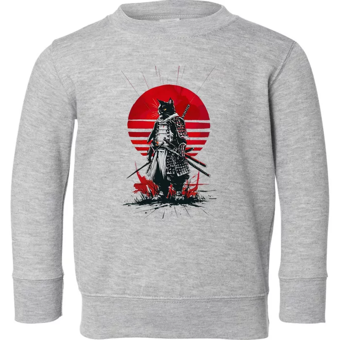 Japanese Samurai Warrior Cat Aesthetic Ninja Toddler Sweatshirt