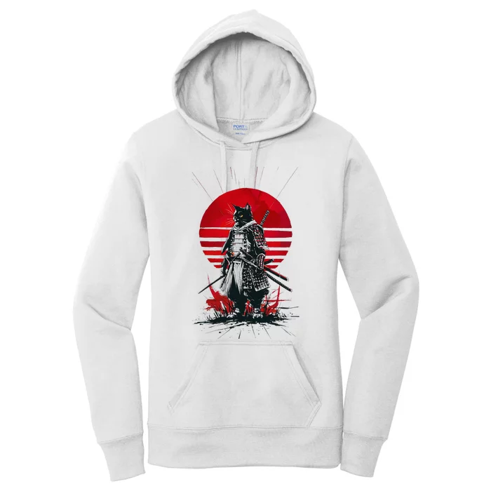 Japanese Samurai Warrior Cat Aesthetic Ninja Women's Pullover Hoodie