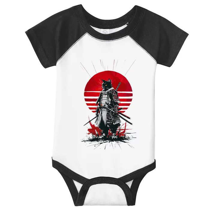 Japanese Samurai Warrior Cat Aesthetic Ninja Infant Baby Jersey Bodysuit