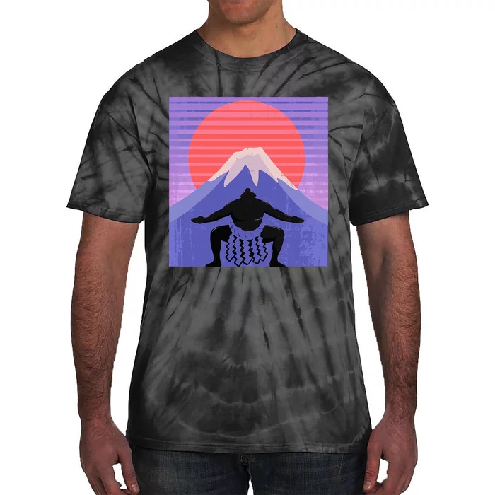 Japanese Sumo Wrestler In Mawashi Japan Mt. Fuji Aesthetic Tie-Dye T-Shirt