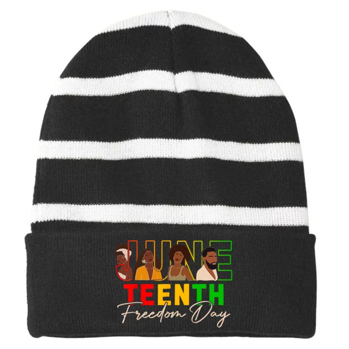 Juneteenth Shirts Women Men Black Power Black Freedom 1865 Striped Beanie with Solid Band