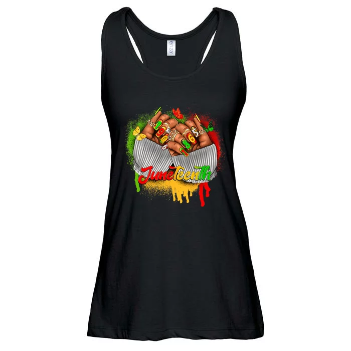 Juneteenth Shirts Women Celebrate Black Woman Hands Nails Ladies Essential Flowy Tank