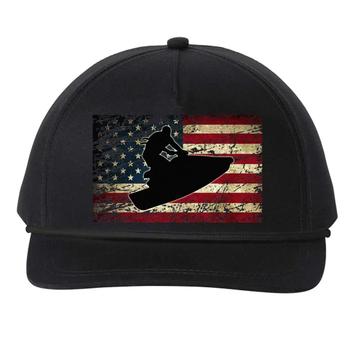 Jet Ski With American USA Flag Jetski Snapback Five-Panel Rope Hat