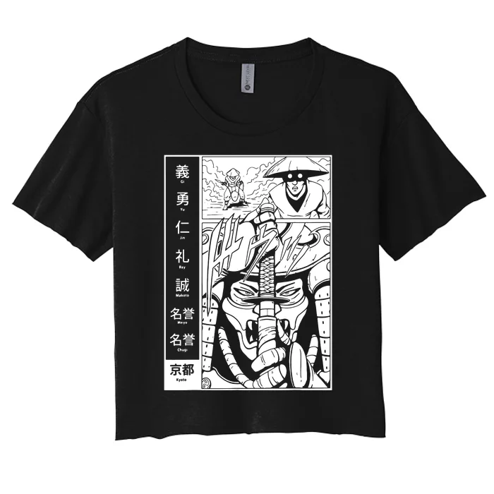 Japanese Samurai Warrior Bushido Code Swordsmen Women's Crop Top Tee