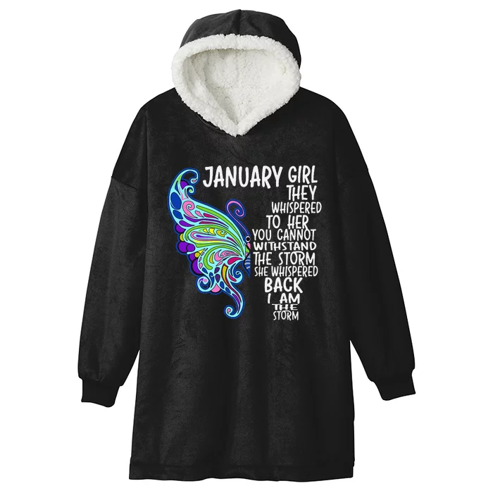 January She Whispered Back I Am The Storm Butterfly Hooded Wearable Blanket