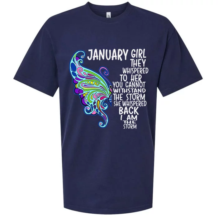 January She Whispered Back I Am The Storm Butterfly Sueded Cloud Jersey T-Shirt