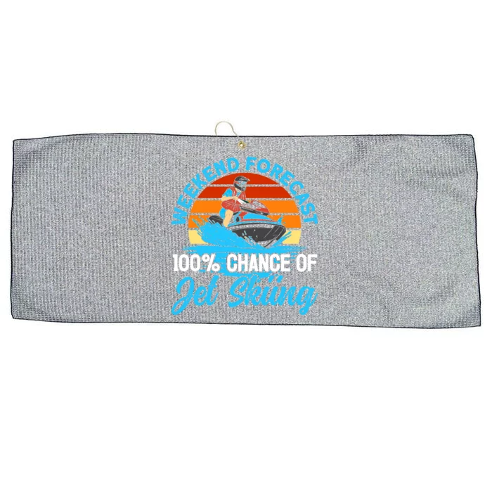 Jet Skiing Weekend Forecast 100% Chance Of Jet Skiing Jetski Gift Large Microfiber Waffle Golf Towel