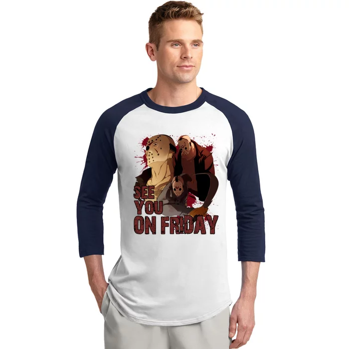 Jason See You On Friday Jason Halloween Horror Baseball Sleeve Shirt