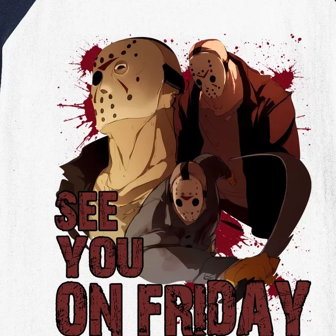 Jason See You On Friday Jason Halloween Horror Baseball Sleeve Shirt