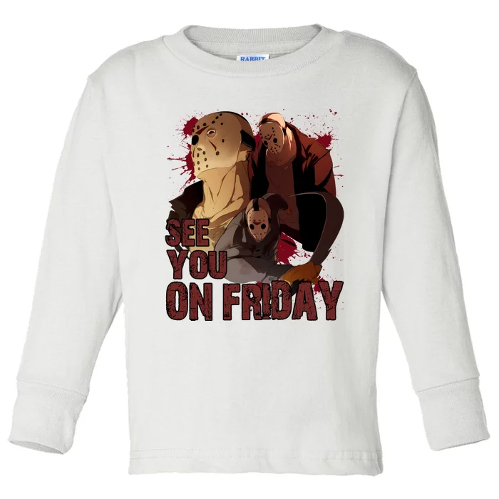 Jason See You On Friday Jason Halloween Horror Toddler Long Sleeve Shirt