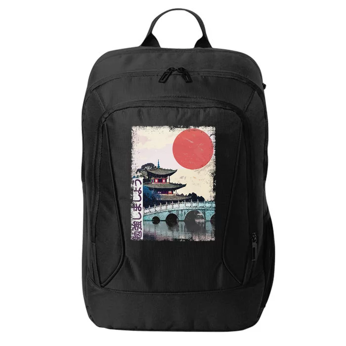 Japanese Temple anime Japan Woodblock vintage Art City Backpack