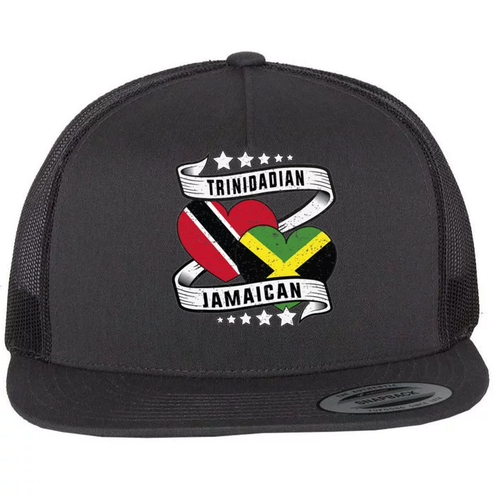 Jamaican Trinidad and half Jamaican flag Flat Bill Trucker Hat