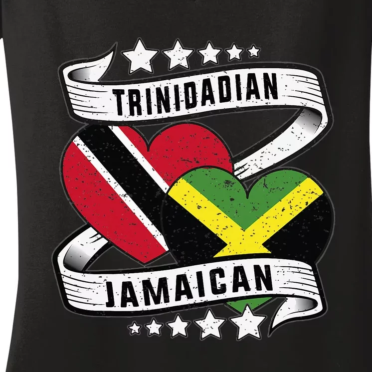 Jamaican Trinidad and half Jamaican flag Women's V-Neck T-Shirt