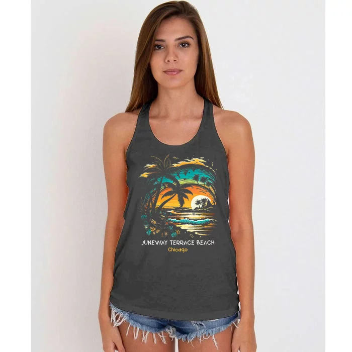 Juneway Terrace Beach Chicago Women's Knotted Racerback Tank