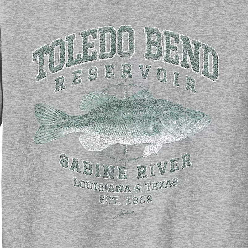 JCombs Toledo Bend Reservoir With Largemouth Bass Tall Sweatshirt