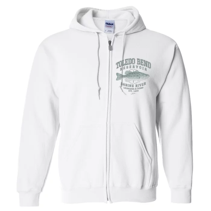 JCombs Toledo Bend Reservoir With Largemouth Bass Full Zip Hoodie