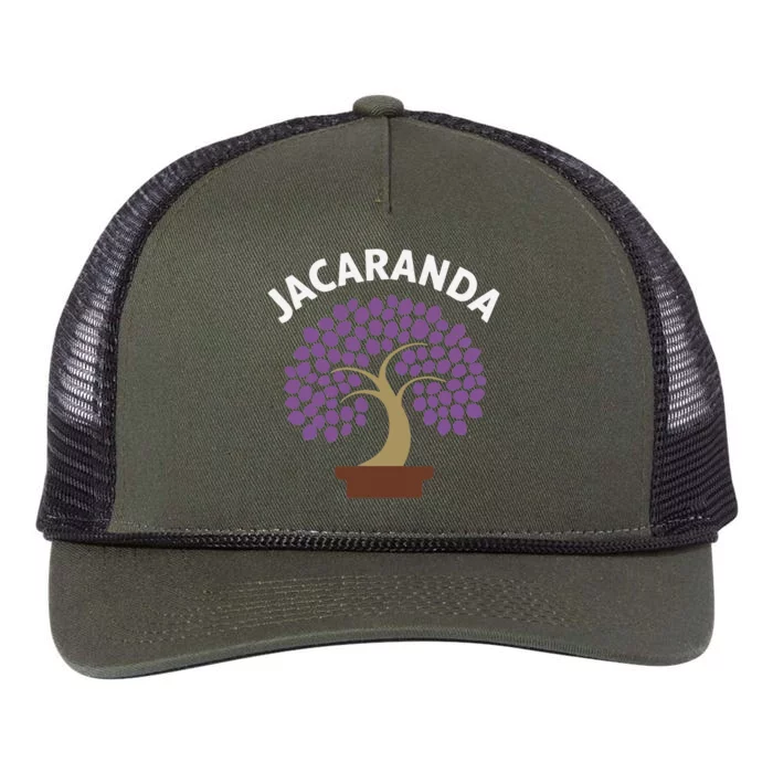 Jacaranda Tree Bonsai Art Purple Blossom Retro Rope Trucker Hat Cap