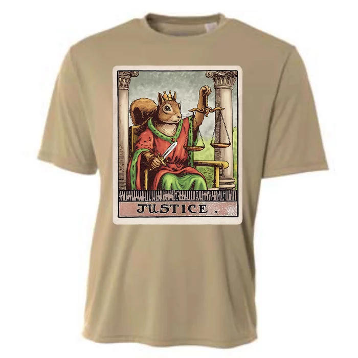 Justice Tarot Card Justice For Squirrel Tarot Card Cooling Performance Crew T-Shirt