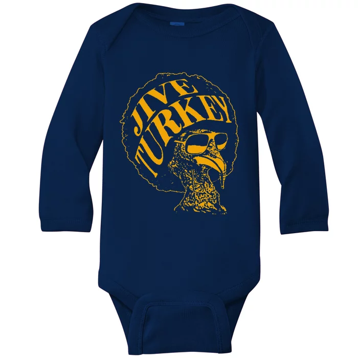 Jive Thanksgiving Cool Turkey Head Retro Silhouette Baby Long Sleeve Bodysuit