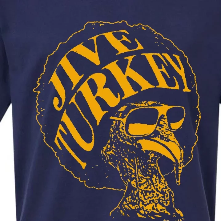 Jive Thanksgiving Cool Turkey Head Retro Silhouette Sueded Cloud Jersey T-Shirt