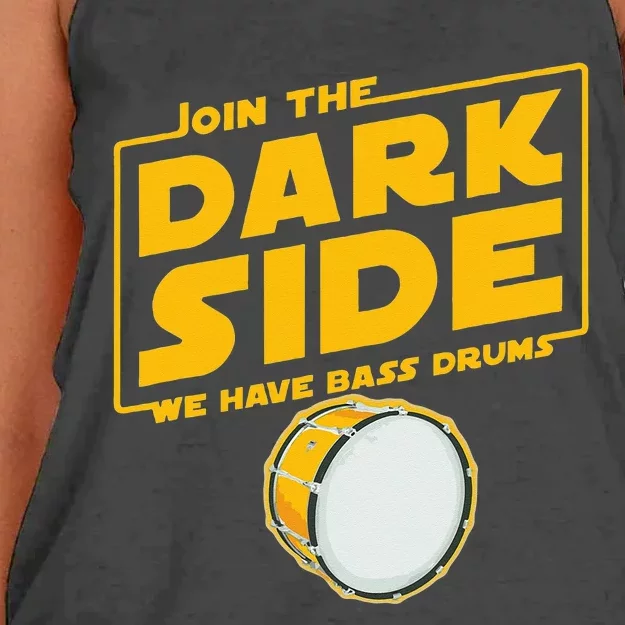 Join The Dark Side Bass Drum Player Women's Knotted Racerback Tank