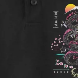 Japanese Tokyo Dragon Asian Inspired Retro 80’S Style Dry Zone Grid Performance Polo