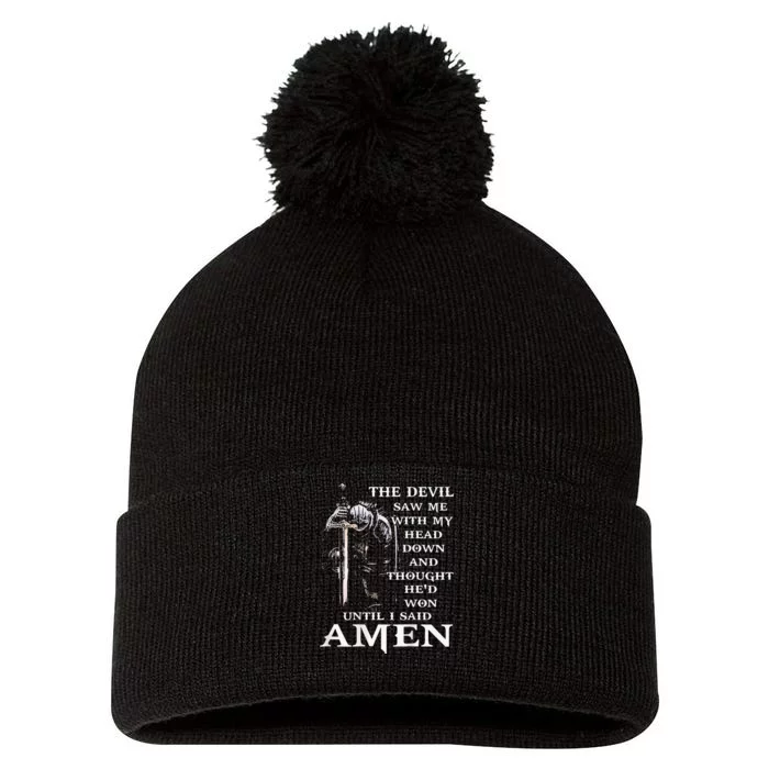 Jesus The Devil Saw Me With My Head Down Pom Pom 12in Knit Beanie